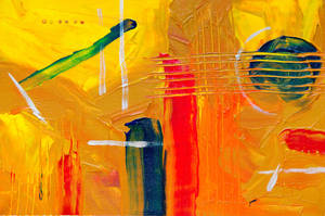 Yellow Abstract Expressionism Painting Guitar Wallpaper
