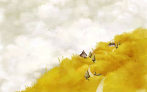 Yellow Aesthetic Dream Village Wallpaper