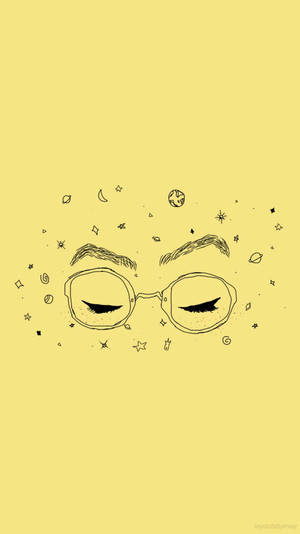 Yellow Aesthetic Eyeglasses Doodle Wallpaper