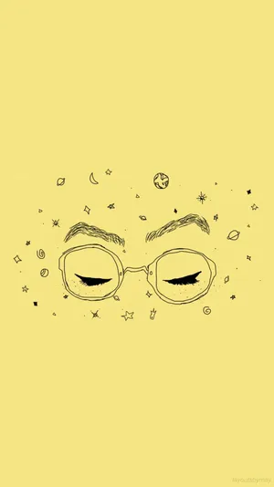 Yellow Aesthetic Eyeglasses Doodle Wallpaper