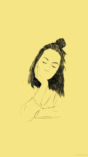 Yellow Aesthetic Girl Art Wallpaper