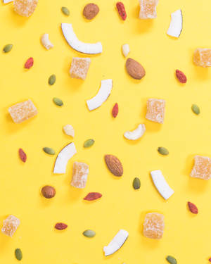 Yellow Aesthetic Nuts Wallpaper