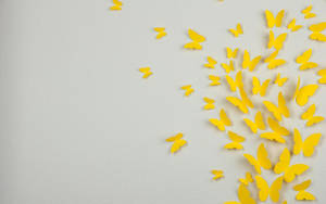 Yellow Aesthetic Paper Butterflies Wallpaper