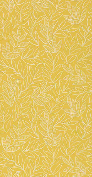 Yellow Aesthetic Phone Leaf Pattern Wallpaper