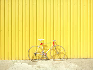 Yellow Aesthetic Retro Bike Wallpaper