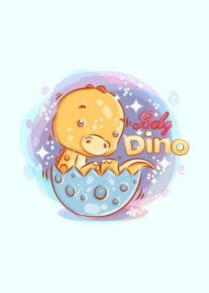 Yellow Baby Dino Kawaii Iphone Wallpaper