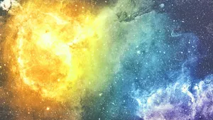 Yellow Blue Purple Cosmic Clouds Wallpaper