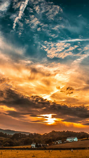 Yellow Blue Sunset Cloud Wallpaper