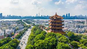 Yellow Crane Tower Wuhan Daytime Wallpaper