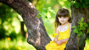 Yellow Dress Cute Baby Girl Wallpaper