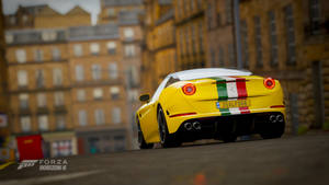 Yellow Ferrari From Forza Horizon 4 Wallpaper