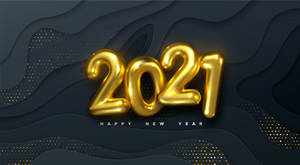 Yellow Foil Happy New Year 2021 Balloons Wallpaper