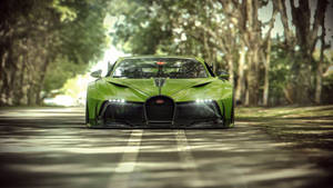 Yellow-green Bugatti Divo Supercar Wallpaper
