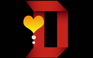 Yellow Heart Letter D Wallpaper