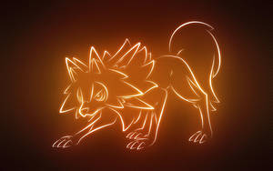 Yellow Lycanroc Outline Wallpaper