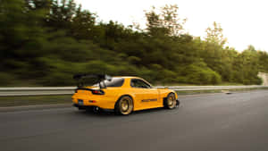 Yellow Mazda Rx 7 Motion Blur Wallpaper