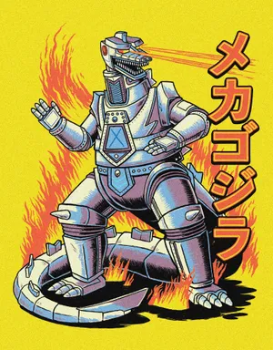 Yellow Mechagodzilla 2021 Cartoon Poster Wallpaper