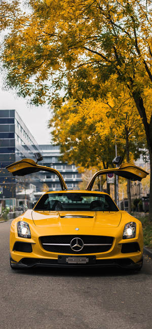 Yellow Mercedes-amg Gullwing Iphone Wallpaper