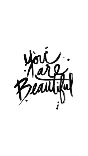 You Are Beautiful Black Script Wallpaper