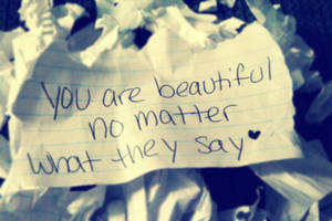 You Are Beautiful Torn Paper Wallpaper