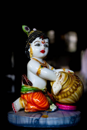 Young Child Lord Krishna 3d Wallpaper