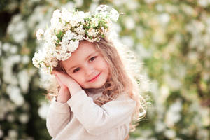 Young Cute Girl With White Floral Crown Wallpaper