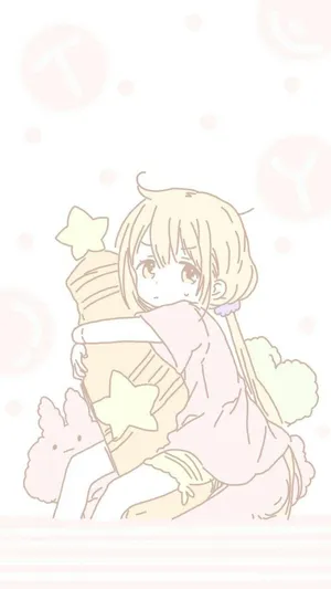 Young Girl Smiling Under An Umbrella In A Cute, Totally Kawaii Anime Aesthetic Wallpaper