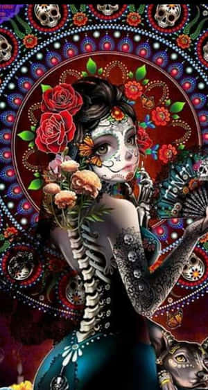 Young Mexican Woman Painted As La Calavera Wallpaper