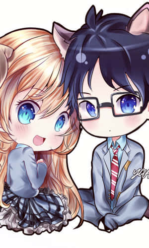 Your Lie In April Iphone Kaori Kosei Chibi Pictures Wallpaper