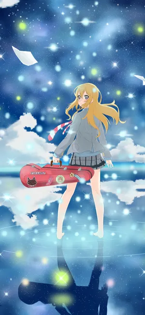 Your Lie In April Iphone Kaori Neon Fireflies Pictures Wallpaper