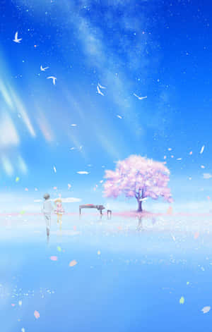 Your Lie In April Iphone Kōsei Kaori Blossoms Pictures Wallpaper