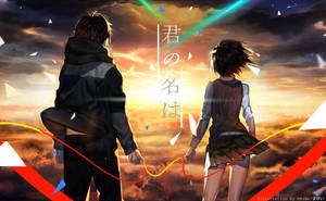 Your Name Anime 2016 Lovers In Sunset Wallpaper