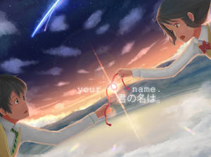 Your Name Anime 2016 Red String Art Wallpaper