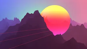 Youtube Cover Neon Landscape Sunset Wallpaper