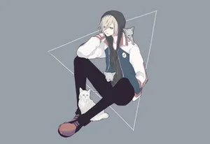 Yuri On Ice Yuri With Cats Wallpaper