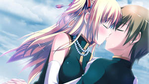 Yuuto And Rio Anime Couple Kiss Wallpaper
