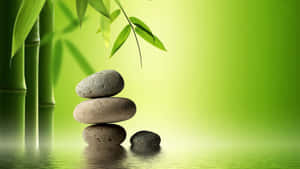Zen Desktop Stone Stack With Bamboos Wallpaper