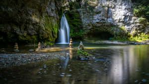 Zen Desktop Stone Stacks Falls Wallpaper