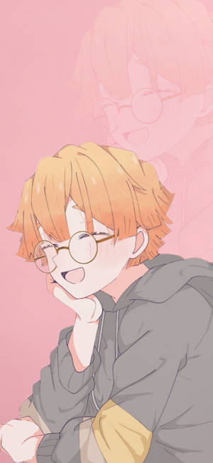 Zenitsu In Glasses Wallpaper