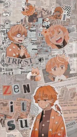 Zenitsu Newspaper Art Wallpaper