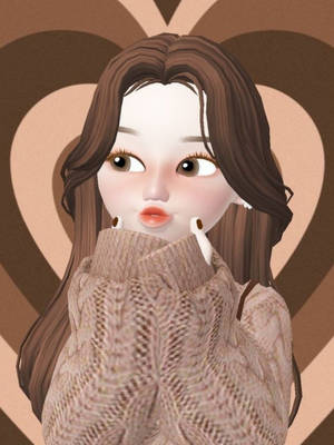 Zepeto Girl In Knitted Sweater Wallpaper