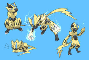 Zeraora Blue Background Sleeping Happy Wallpaper