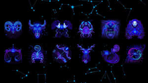 Zodiac Signs Neon Illustration Wallpaper