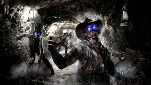 Zombies In A Cave With Flashlights Wallpaper
