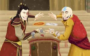 Zuko And Aang Comedic Duo Wallpaper